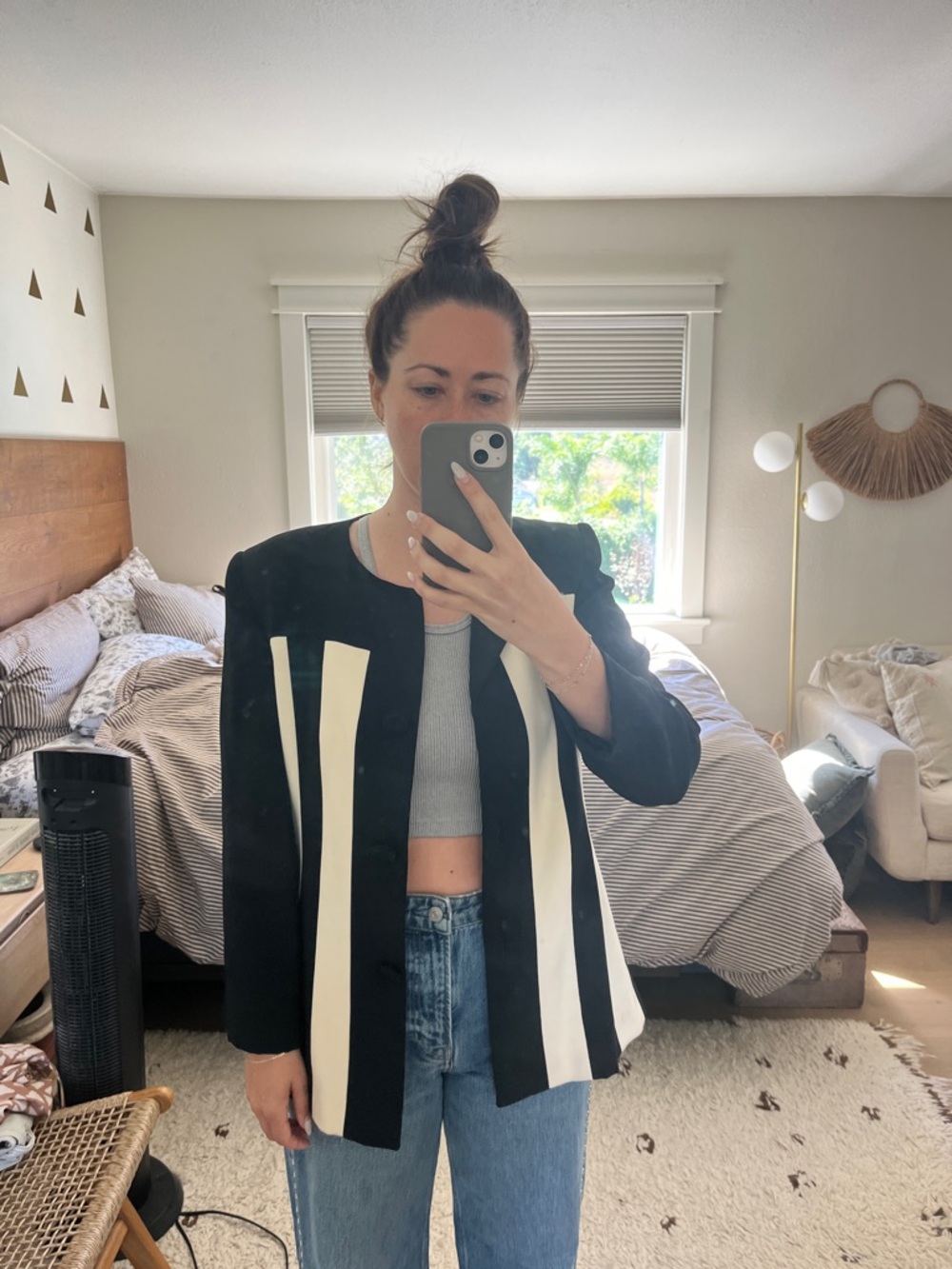 Vintage Black and White Striped Blazer